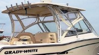 Photo of Grady White Freedom 307, 2012: Hard-Top, Front Visor, Side Curtains, viewed from Starboard Rear 