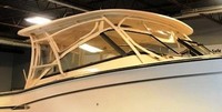 Grady White® Freedom 307 Hard-Top-Visor-Side-Curtains-Aft-Drop-Curtain-Strataglass-OEM-J6™ Factory 3 item (4-8 pieces) 4-sided enclosure replacement canvas set: front window Visor panels (1, 2 or 3 on Walk Around Cuddy boats), 3 on Dual Console boats), Side Curtains (pair each) and Aft Drop Curtain for factory installed Hard Top (Strataglass(r) windows, #10 zippers), OEM (Original Equipment Manufacturer)