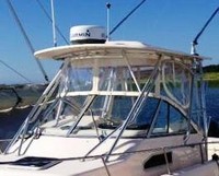 Grady White® Gulfstream 232 Hard-Top-Visor-Side-Curtains-Aft-Drop-Curtain-Strataglass-OEM-J3™ Factory 3 item (4-8 pieces) 4-sided enclosure replacement canvas set: front window Visor panels (1, 2 or 3 on Walk Around Cuddy boats), 3 on Dual Console boats), Side Curtains (pair each) and Aft Drop Curtain for factory installed Hard Top (Strataglass(r) windows, #10 zippers), OEM (Original Equipment Manufacturer)