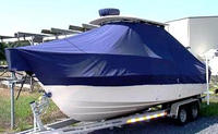 Grady White® Gulfstream 232 T-Top-Boat-Cover-Sunbrella-1999™ Custom fit TTopCover(tm) (Sunbrella(r) 9.25oz./sq.yd. solution dyed acrylic fabric) attaches beneath factory installed T-Top or Hard-Top to cover entire boat and motor(s)