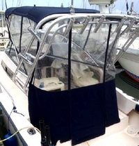Grady White® Islander 268 Bimini-Aft-Drop-Curtain-OEM-G1™ Factory Bimini AFT DROP CURTAIN with Eisenglass window(s) zips to back of OEM Bimini-Top (not included) to Floor (Vertical, Not slanted to transom), OEM (Original Equipment Manufacturer)