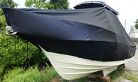 Grady White® Islander 268 T-Top-Boat-Cover-Sunbrella-1999™ Custom fit TTopCover(tm) (Sunbrella(r) 9.25oz./sq.yd. solution dyed acrylic fabric) attaches beneath factory installed T-Top or Hard-Top to cover entire boat and motor(s)