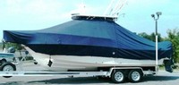 Grady White® Seafarer 226 T-Top-Boat-Cover-Elite-1549™ Custom fit TTopCover(tm) (Elite(r) Top Notch(tm) 9oz./sq.yd. fabric) attaches beneath factory installed T-Top or Hard-Top to cover boat and motors