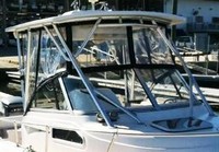 Grady White® Seafarer 228 Hard-Top-Visor-Side-Curtains-Aft-Drop-Curtain-Strataglass-OEM-J3™ Factory 3 item (4-8 pieces) 4-sided enclosure replacement canvas set: front window Visor panels (1, 2 or 3 on Walk Around Cuddy boats), 3 on Dual Console boats), Side Curtains (pair each) and Aft Drop Curtain for factory installed Hard Top (Strataglass(r) windows, #10 zippers), OEM (Original Equipment Manufacturer)