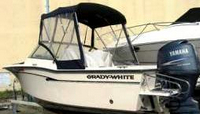 Photo of Grady White Tournament 185, 2006: Vista Bimini Top, Front Visor, Side Curtains, viewed from Port Rear 