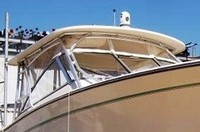 Photo of Grady White Tournament 307, 2010: Factory Hard-Top, Visor, Side Curtains Ivory Stamoid, viewed from Starboard Front 