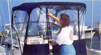 Bimini-Aft-Drop-Curtain-OEM-G3™Factory Bimini AFT DROP CURTAIN with Eisenglass window(s) zips to back of OEM Bimini-Top (not included) to Floor (Vertical, Not slanted to transom), OEM (Original Equipment Manufacturer)