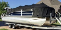 Photo of Harris Solstice 220, 2013: snap on Pontoon Aft Canopy Mooring-Cover, viewed from Starboard Front 