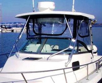 Photo of Hydrasports 230WA, 2000: Factory Hard-Top Facctory OEM Connector, Side Curtains, Aft-Drop-Curtain, viewed from Port Front 