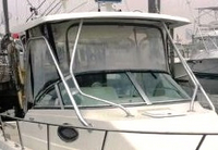 Photo of Hydrasports 230WA, 2004: Factory Hard-Top, Connector, Side Curtains, Aft-Drop-Curtain, viewed from Starboard Front 