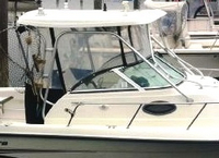 Photo of Hydrasports 230WA, 2004: Factory Hard-Top, Connector, Side Curtains, Aft-Drop-Curtain, viewed from Starboard Side 