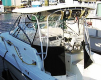 Photo of Hydrasports 2800WA, 2004: Factory OEM Hard-Top, Spray-Shield, Side Curtains, Aft-Drop-Curtain, viewed from Port Rear 