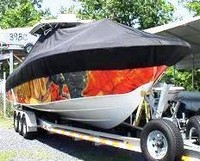Photo of Hydrasports 3300VX 20xx T-Top Boat-Cover, viewed from Starboard Front 