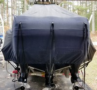 Invincible® 36 Open Fisherman T-Top-Boat-Cover-Elite-2899™ Custom fit TTopCover(tm) (Elite(r) Top Notch(tm) 9oz./sq.yd. fabric) attaches beneath factory installed T-Top or Hard-Top to cover boat and motors