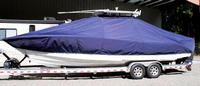 Jupiter® 29CC T-Top-Boat-Cover-Wmax-1749™ Custom fit TTopCover(tm) (WeatherMAX(tm) 8oz./sq.yd. solution dyed polyester fabric) attaches beneath factory installed T-Top or Hard-Top to cover entire boat and motor(s)