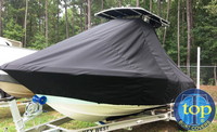 Key West® 189FS T-Top-Boat-Cover-Elite-949™ Custom fit TTopCover(tm) (Elite(r) Top Notch(tm) 9oz./sq.yd. fabric) attaches beneath factory installed T-Top or Hard-Top to cover boat and motors