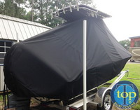 Key West® 189FS T-Top-Boat-Cover-Elite-949™ Custom fit TTopCover(tm) (Elite(r) Top Notch(tm) 9oz./sq.yd. fabric) attaches beneath factory installed T-Top or Hard-Top to cover boat and motors