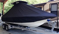Photo of Key West® 203FS 20xx T-Top Boat-Cover, viewed from Starboard Front 