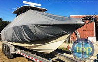 Photo of Key West® 281 Billistic 20xx T-Top Boat-Cover, viewed from Starboard Front 