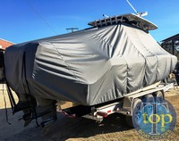 Photo of Key West® 281 Billistic 20xx T-Top Boat-Cover, viewed from Starboard Rear 