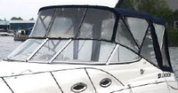 Larson® Cabrio 240 Bimini-Connector-OEM-T2™ Factory Front BIMINI CONNECTOR Eisenglass Window Set (also called Windscreen, typically 3 front panels, but 1 or 2 on some boats) zips between Bimini-Top (not included) and Windshield. (NO Bimini-Top OR Side-Curtains, sold separately), OEM (Original Equipment Manufacturer)