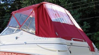 Larson® Cabrio 240 Bimini-Aft-Curtain-OEM-T2.5™ Factory Bimini AFT CURTAIN with Eisenglass window(s) for Bimini-Top (not included) angles back to Transom area (not vertical), OEM (Original Equipment Manufacturer)