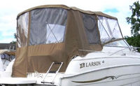Photo of Larson Cabrio 254, 2002: Bimini Top, Connector, Side Curtains, Camper Top, Camper Side Curtains, Camper Aft Curtain, viewed from Starboard Rear 