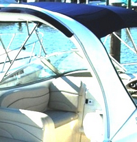 Photo of Larson Cabrio 260 Arch, 2008: Arch Aft Curtain Connection Track close up 