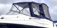 Larson® Cabrio 260 No Arch Camper-Top-Aft-Curtain-OEM-T0.5™ Factory Camper AFT CURTAIN with clear Eisenglass windows zips to back of OEM Camper Top and Side Curtains (not included) and connects to Transom, OEM (Original Equipment Manufacturer)