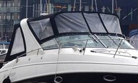 Larson® Cabrio 310 Bimini-Connector-OEM-T6.5™ Factory Front BIMINI CONNECTOR Eisenglass Window Set (also called Windscreen, typically 3 front panels, but 1 or 2 on some boats) zips between Bimini-Top (not included) and Windshield. (NO Bimini-Top OR Side-Curtains, sold separately), OEM (Original Equipment Manufacturer)
