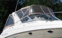 Larson® Cabrio 330 Mid Cabin Bimini-Connector-OEM-T™ Factory Front BIMINI CONNECTOR Eisenglass Window Set (also called Windscreen, typically 3 front panels, but 1 or 2 on some boats) zips between Bimini-Top (not included) and Windshield. (NO Bimini-Top OR Side-Curtains, sold separately), OEM (Original Equipment Manufacturer)