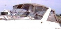 Photo of Larson Cabrio 330, 2005: Bimini Top, Bimini Connector, Side Curtains, Camper Top, Camper Side and Aft Curtain, viewed from Port Front 