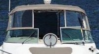 Larson® Cabrio 370 Mid-Cabin Bimini-Top-Canvas-Zippered-Seamark-OEM-T9™ Factory Bimini CANVAS (no frame) with Zippers for OEM front Connector and Curtains (not included), SeaMark(r) vinyl-lined Sunbrella(r) fabric, OEM (Original Equipment Manufacturer)