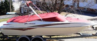 Photo of Larson Senza 226 Std WindShield, 2006: Bimini Top in Boot, Bow Cover Cockpit Cover, viewed from Starboard Side 