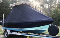 Photo of Mako 171CC Classic 19xx T-Top Boat-Cover, viewed from Starboard Front 