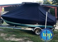 Mako® 17CC Mako T-Top-Boat-Cover-Wmax-699™ Custom fit TTopCover(tm) (WeatherMAX(tm) 8oz./sq.yd. solution dyed polyester fabric) attaches beneath factory installed T-Top or Hard-Top to cover entire boat and motor(s)