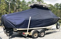 Mako® 232CC T-Top-Boat-Cover-Wmax-999™ Custom fit TTopCover(tm) (WeatherMAX(tm) 8oz./sq.yd. solution dyed polyester fabric) attaches beneath factory installed T-Top or Hard-Top to cover entire boat and motor(s)