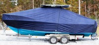 Mako® 252CC T-Top-Boat-Cover-Wmax-1299™ Custom fit TTopCover(tm) (WeatherMAX(tm) 8oz./sq.yd. solution dyed polyester fabric) attaches beneath factory installed T-Top or Hard-Top to cover entire boat and motor(s)