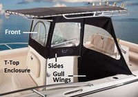 Mako® 284CC HIGH Bow Rails T-Top-Enclosure-Gull-Wings-OEM-T2™ Pair Factory T-Top SIDE GULL-WINGS with Eisenglass window (T-Top Enclosure Front and Sides NOT included), OEM (Original Equipment Manufacturer)