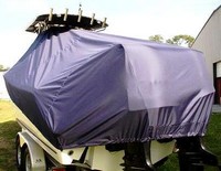 Mako® 284CC LOW Bow Rails T-Top-Boat-Cover-Wmax-1649™ Custom fit TTopCover(tm) (WeatherMAX(tm) 8oz./sq.yd. solution dyed polyester fabric) attaches beneath factory installed T-Top or Hard-Top to cover entire boat and motor(s)