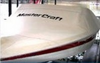 MasterCraft® 197 ProStar Factory Tower Mooring-Cover-with-Ski-Tower-Logo-Sunbrella-OEM-G2™ Factory MOORING COVER for boat with factory installed Ski/Wake Tower, with Boat Manufacturer's logo across front, OEM (Original Equipment Manufacturer)