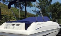 Photo of Monterey 220 Explorer Sport, 2002: Bimini Top in Boot, Bow Cover Cockpit Cover, viewed from Starboard Rear 
