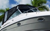 Photo of Monterey 260 Sport Cruiser NO Arch, 2012: Bimini Top, Visor, Side Curtains, Aft Curtain, viewed from Starboard Front 