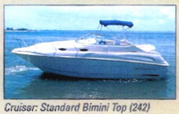 Photo of Monterey 296 Cruiser No Arch, 1999: Bimini Top original Brochure, viewed from Port Side 