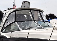 Photo of Monterey 320 Sport Yacht, 2014: Hard-Top, Front Visor, Side Curtains, viewed from Starboard Front 