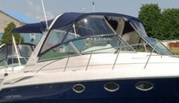 Photo of Monterey 322 Cruiser, 2003: Bimini Top, Connector, Side Curtains, Arch-Aft-Top, Camper Top, viewed from Starboard Front 