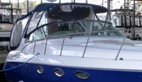 Photo of Monterey 322 Cruiser, 2006: Bimini Top, Connector, Side Curtains, Arch-Aft-Top, Camper Top, Camper Side Curtains, viewed from Starboard Front 