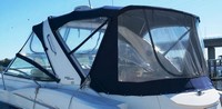 Photo of Monterey 350 Sport Yacht Bimini, 2007: Radar Arch Bimini Top, Visor, Side Curtains, Camper Top, Camper Side and Aft Curtains, viewed from Port Rear 