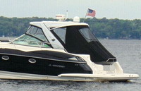 Photo of Monterey 400 Sport Yacht, 2013: Hard-Top, Side Curtains and Aft Curtains Black Sunbrella(r), viewed from Port Rear 