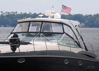 Photo of Monterey 400 Sport Yacht, 2013: Hard-Top, Visor and Side Curtains and Aft Curtains 2 Black Sunbrella(r), viewed from Port Front 